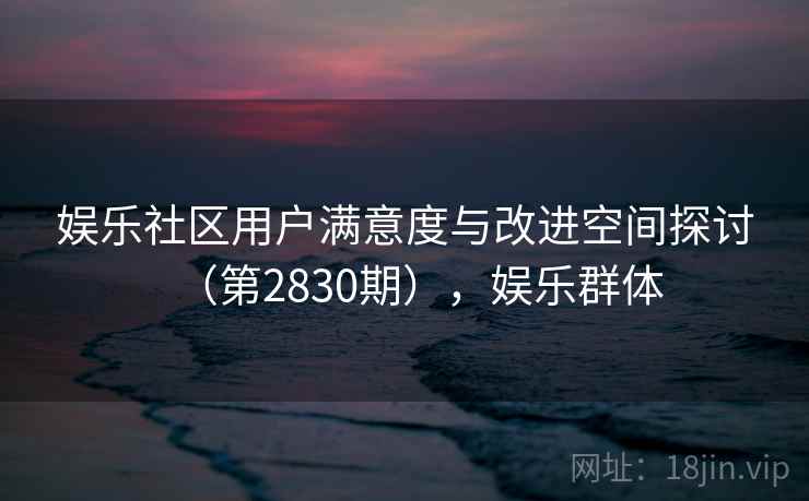 娱乐社区用户满意度与改进空间探讨（第2830期），娱乐群体