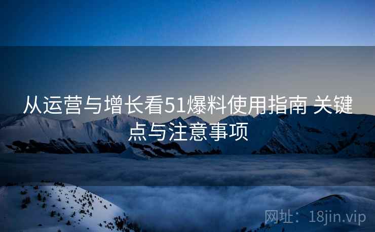从运营与增长看51爆料使用指南 关键点与注意事项